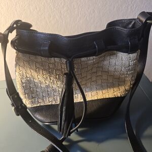 Johnny Was Chic Dark Brown and Cream Crossbody Bag